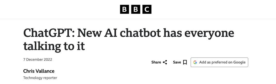 News coverage about AI changing the internet